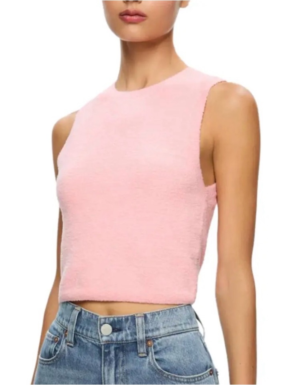 Alice + Olivia Light Pink Sleeveless Knit Crop Tank